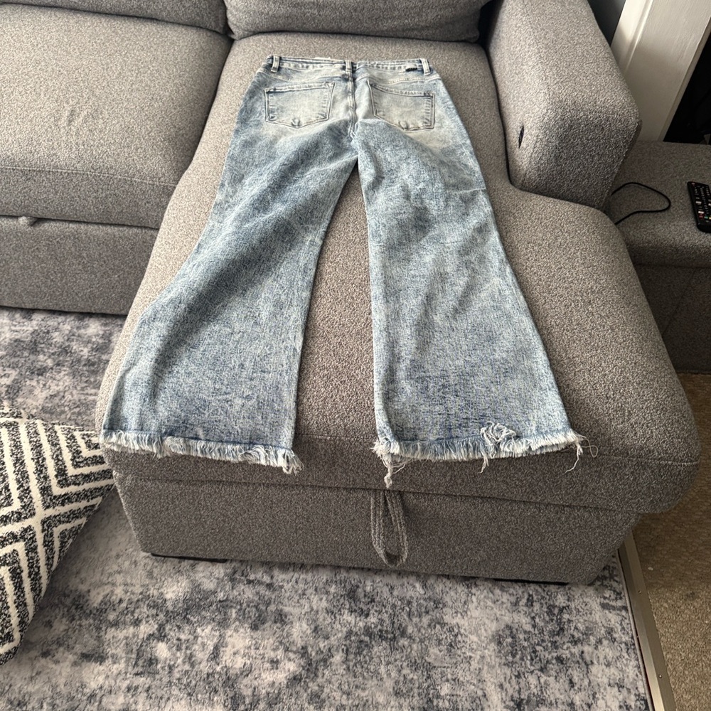 Kilk Light Blue Distressed Women's Wide Leg Jeans - Picture 3 of 10